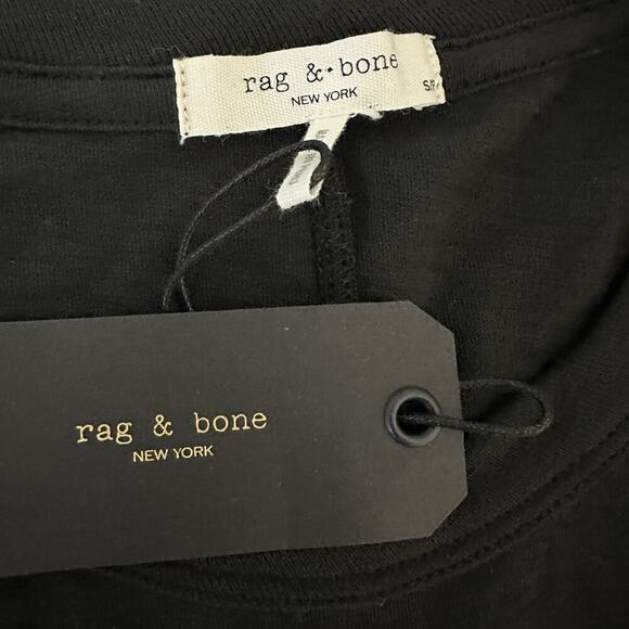 NWT Rag & Bone Womens Vintage Tee Black Short Sleeve Size Small Spellout Pima - Picture 4 of 7